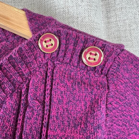 Karen Scott Cable Knit Button Detail Sweater Women's M 3/4 Sleeve Pink Purple - Picture 4 of 8